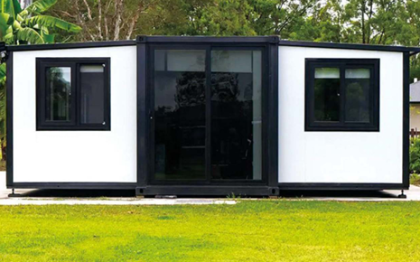 Contentor expansível de 20 pés — vista exterior preto e branco